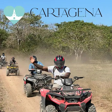 Salidas a las 10 am, 1 pm y 4 pm desde Bocagrande, con lancha, ATV, casco, guía e hidratación.